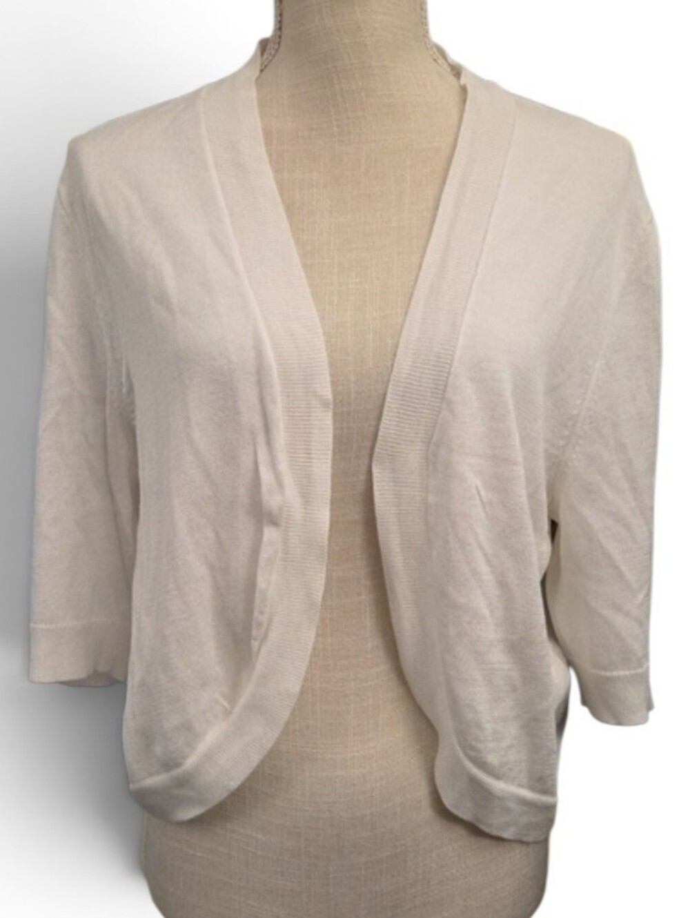 NWT Chaps White Open-Front Short Sleeve Sweater Cardigan